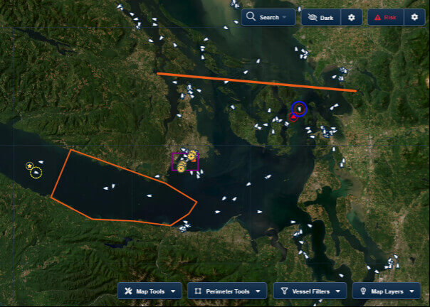 Captures d’écran OCIANA suivant la trajectoire de l’USV. Source : GSTS